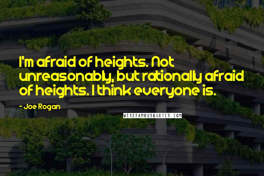 Joe Rogan Quotes: I'm afraid of heights. Not unreasonably, but rationally afraid of heights. I think everyone is.