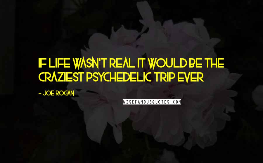 Joe Rogan Quotes: If life wasn't real it would be the craziest psychedelic trip ever