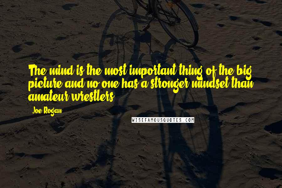 Joe Rogan Quotes: The mind is the most important thing of the big picture and no one has a stronger mindset than amateur wrestlers.