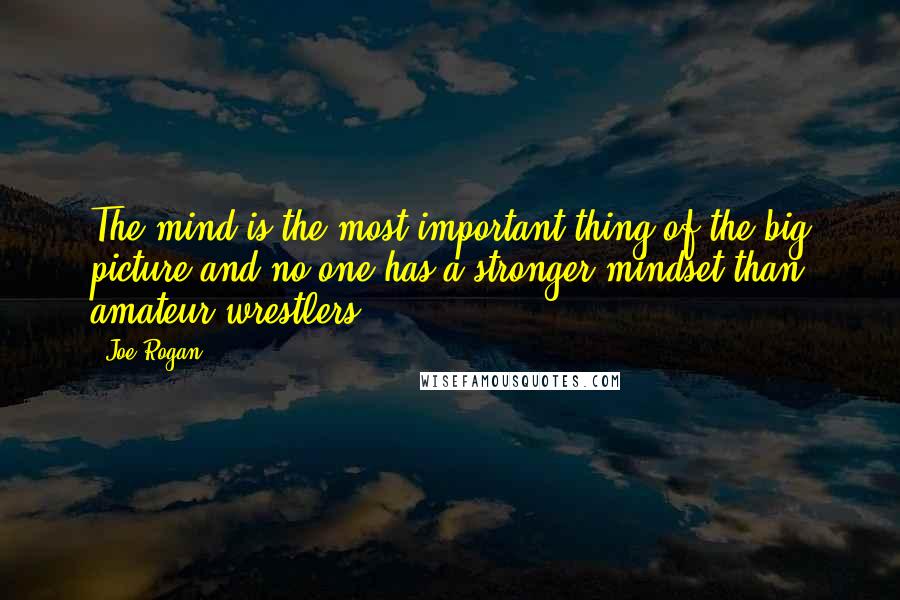 Joe Rogan Quotes: The mind is the most important thing of the big picture and no one has a stronger mindset than amateur wrestlers.