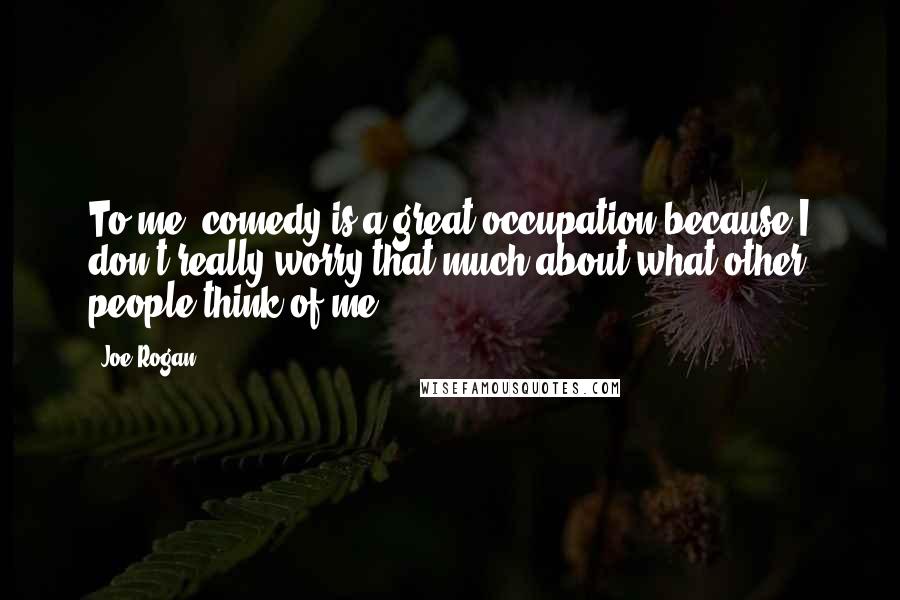 Joe Rogan Quotes: To me, comedy is a great occupation because I don't really worry that much about what other people think of me.