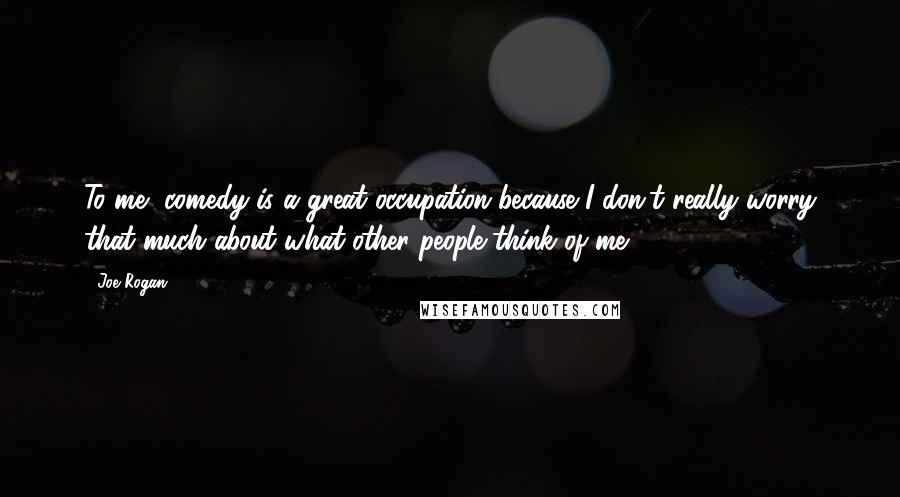 Joe Rogan Quotes: To me, comedy is a great occupation because I don't really worry that much about what other people think of me.