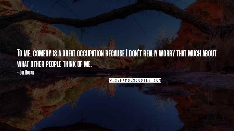 Joe Rogan Quotes: To me, comedy is a great occupation because I don't really worry that much about what other people think of me.