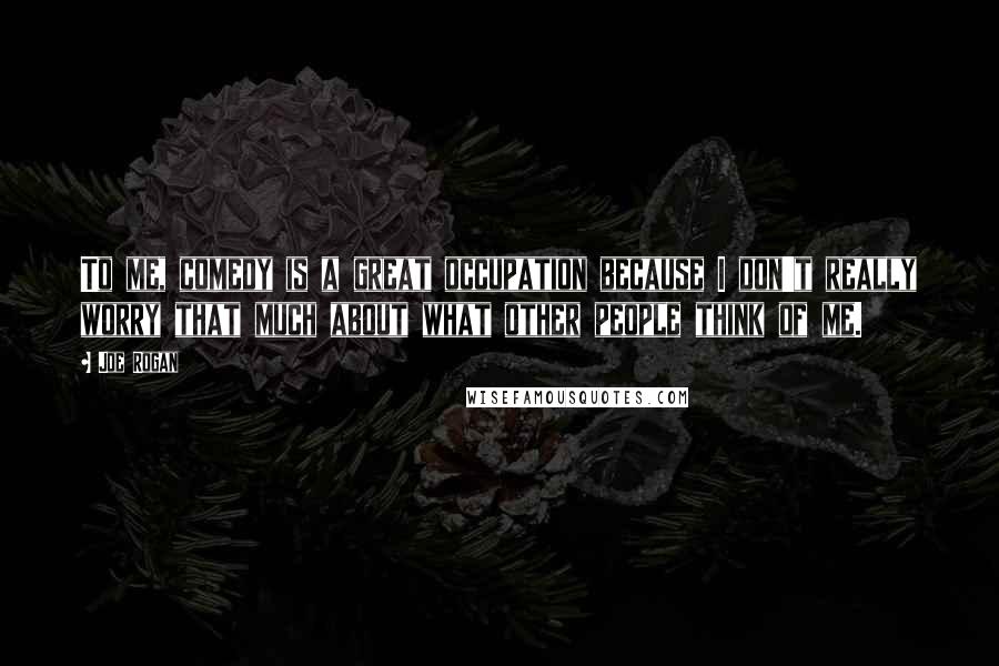 Joe Rogan Quotes: To me, comedy is a great occupation because I don't really worry that much about what other people think of me.