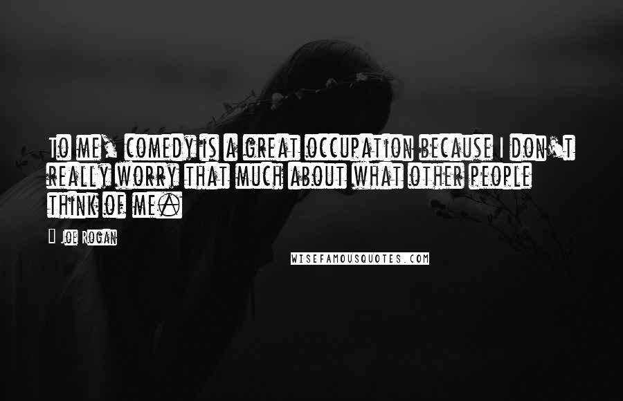 Joe Rogan Quotes: To me, comedy is a great occupation because I don't really worry that much about what other people think of me.