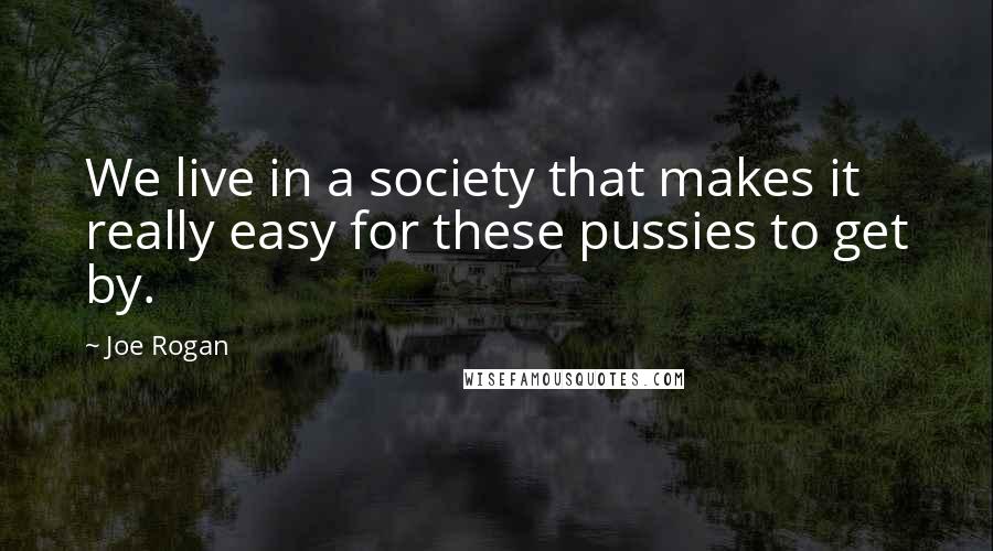 Joe Rogan Quotes: We live in a society that makes it really easy for these pussies to get by.