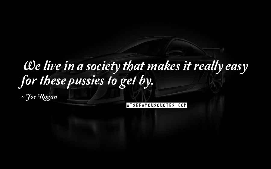 Joe Rogan Quotes: We live in a society that makes it really easy for these pussies to get by.