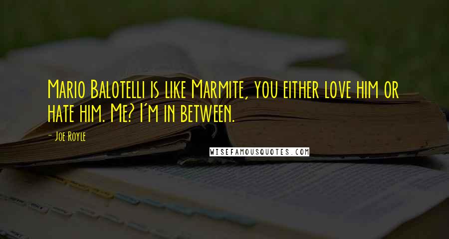 Joe Royle Quotes: Mario Balotelli is like Marmite, you either love him or hate him. Me? I'm in between.