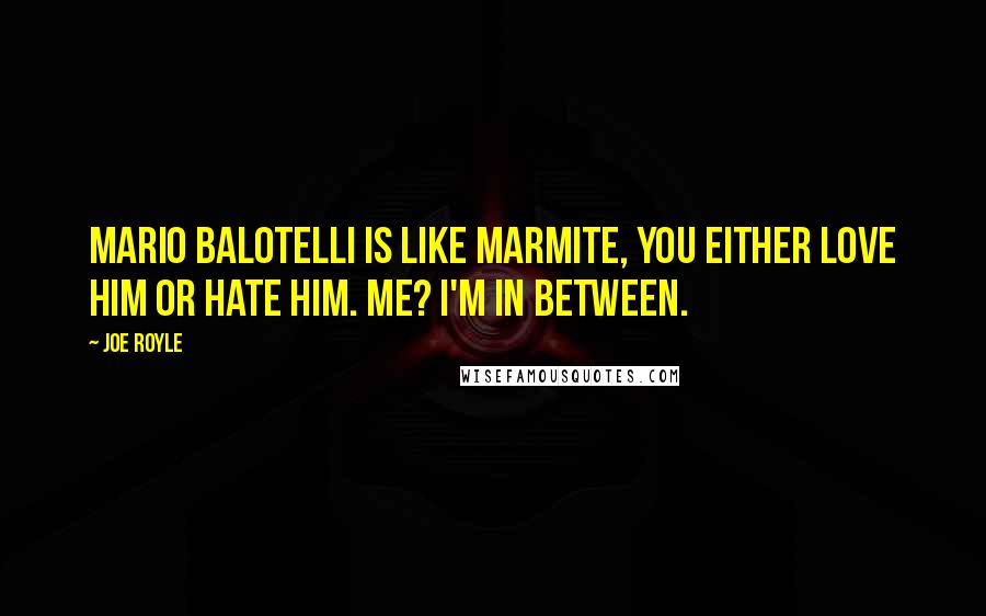 Joe Royle Quotes: Mario Balotelli is like Marmite, you either love him or hate him. Me? I'm in between.