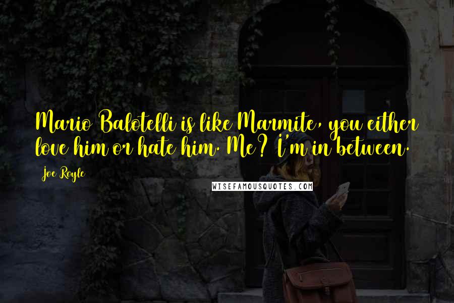 Joe Royle Quotes: Mario Balotelli is like Marmite, you either love him or hate him. Me? I'm in between.