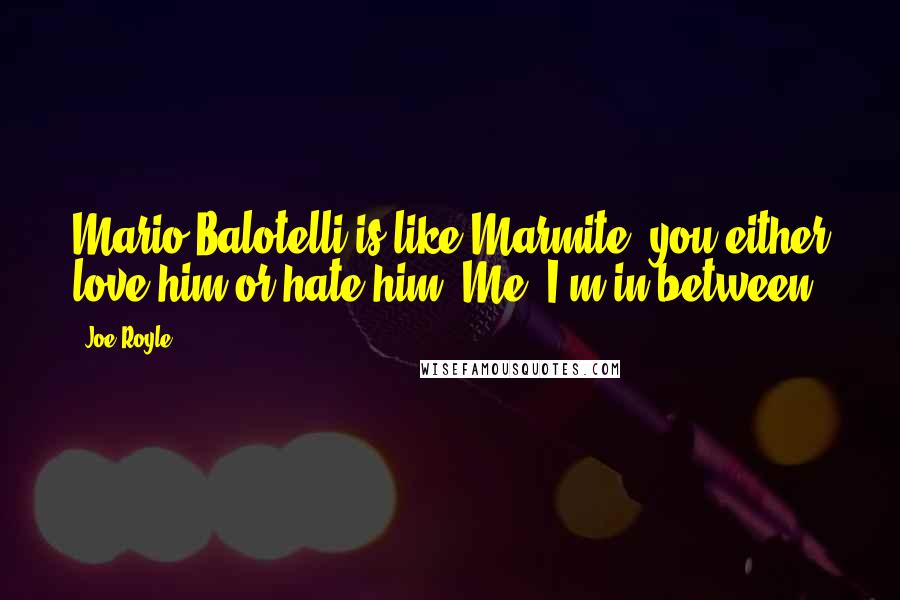 Joe Royle Quotes: Mario Balotelli is like Marmite, you either love him or hate him. Me? I'm in between.