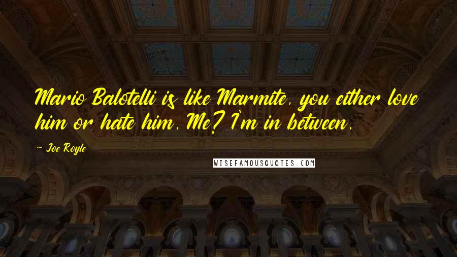 Joe Royle Quotes: Mario Balotelli is like Marmite, you either love him or hate him. Me? I'm in between.
