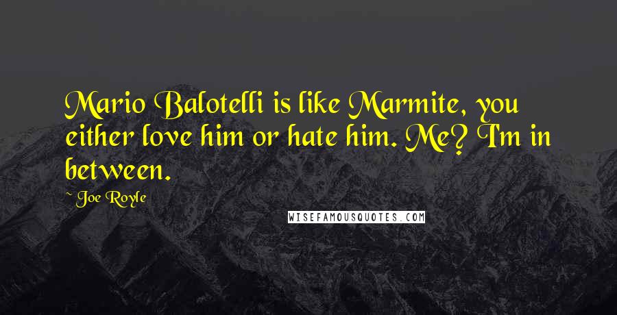 Joe Royle Quotes: Mario Balotelli is like Marmite, you either love him or hate him. Me? I'm in between.