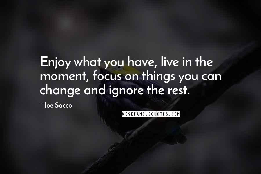 Joe Sacco Quotes: Enjoy what you have, live in the moment, focus on things you can change and ignore the rest.