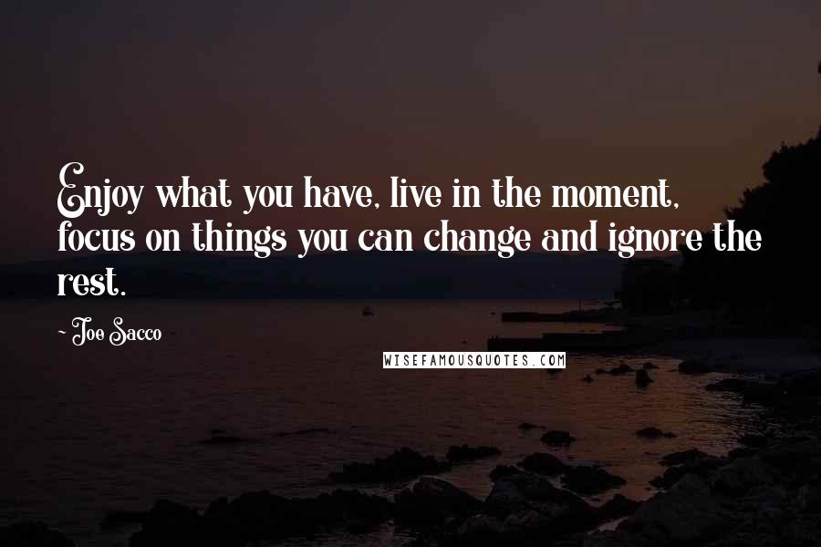Joe Sacco Quotes: Enjoy what you have, live in the moment, focus on things you can change and ignore the rest.