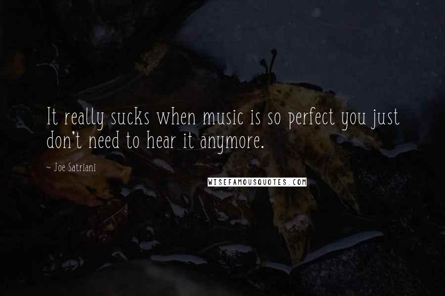 Joe Satriani Quotes: It really sucks when music is so perfect you just don't need to hear it anymore.