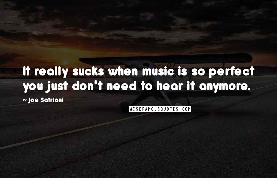 Joe Satriani Quotes: It really sucks when music is so perfect you just don't need to hear it anymore.