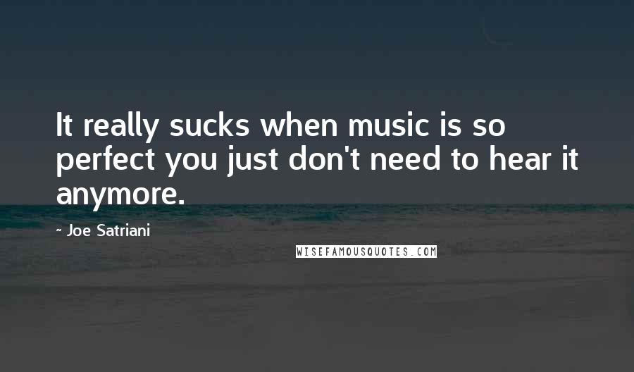 Joe Satriani Quotes: It really sucks when music is so perfect you just don't need to hear it anymore.