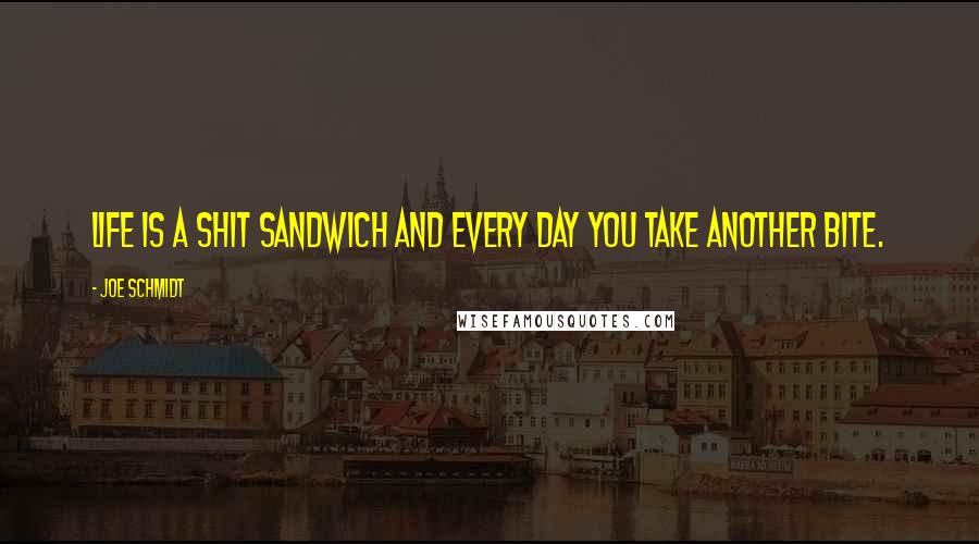 Joe Schmidt Quotes: Life is a shit sandwich and every day you take another bite.