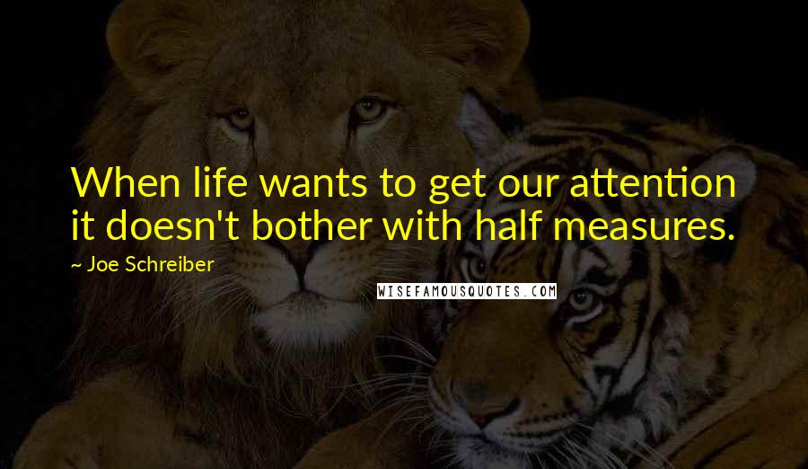 Joe Schreiber Quotes: When life wants to get our attention it doesn't bother with half measures.