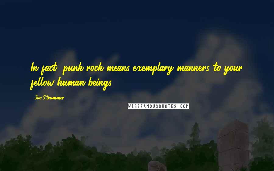 Joe Strummer Quotes: In fact, punk rock means exemplary manners to your fellow human beings.