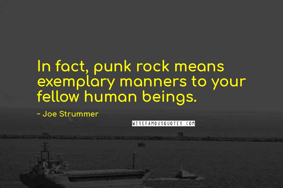 Joe Strummer Quotes: In fact, punk rock means exemplary manners to your fellow human beings.