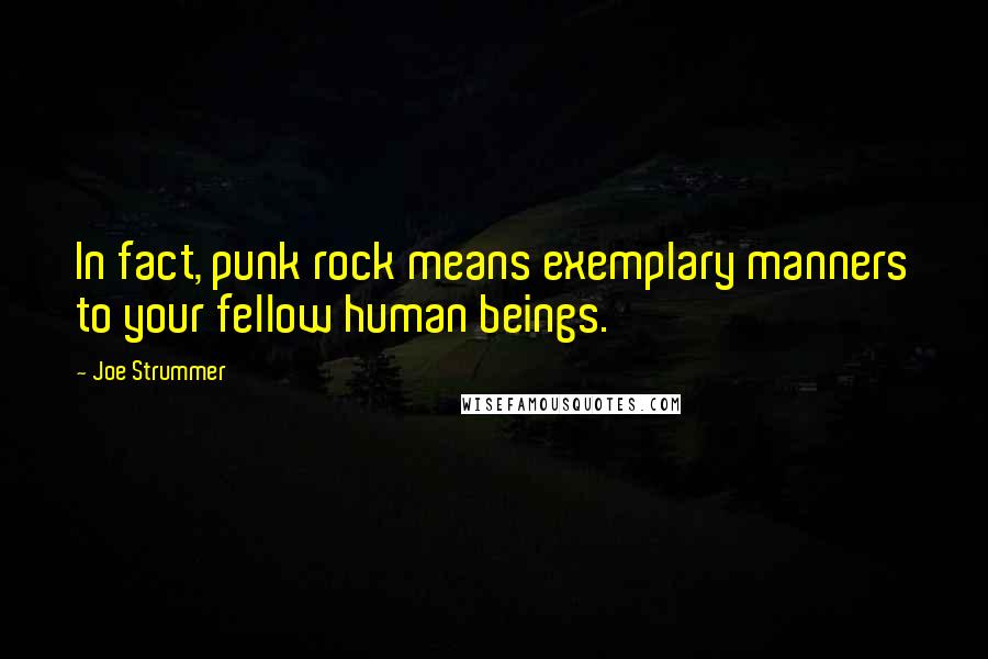 Joe Strummer Quotes: In fact, punk rock means exemplary manners to your fellow human beings.