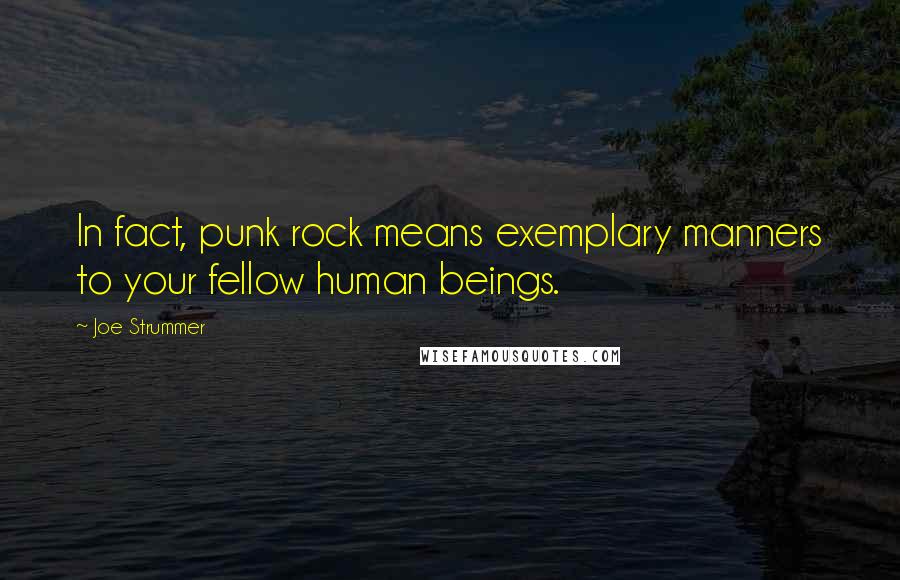 Joe Strummer Quotes: In fact, punk rock means exemplary manners to your fellow human beings.