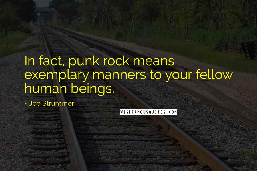 Joe Strummer Quotes: In fact, punk rock means exemplary manners to your fellow human beings.