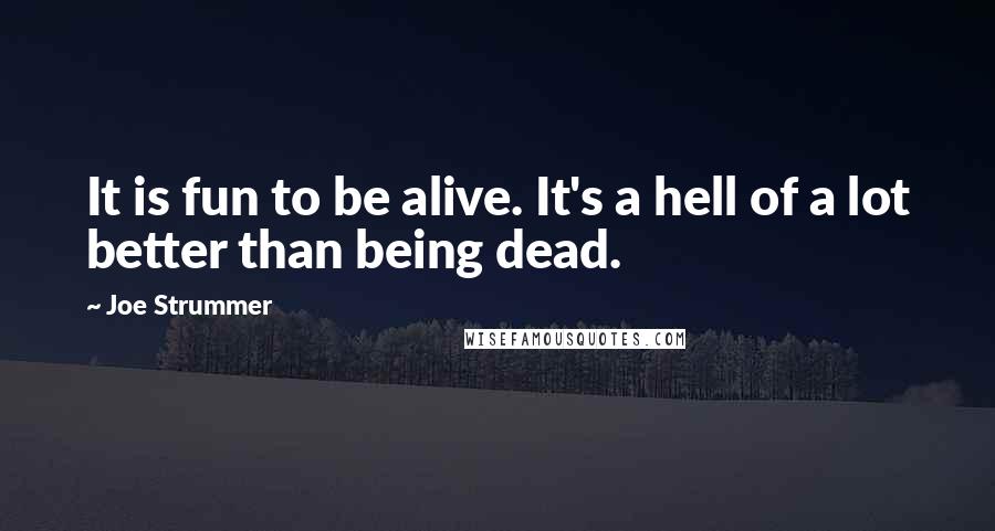 Joe Strummer Quotes: It is fun to be alive. It's a hell of a lot better than being dead.