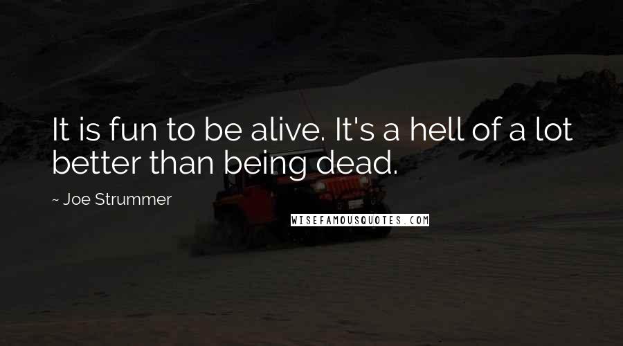 Joe Strummer Quotes: It is fun to be alive. It's a hell of a lot better than being dead.