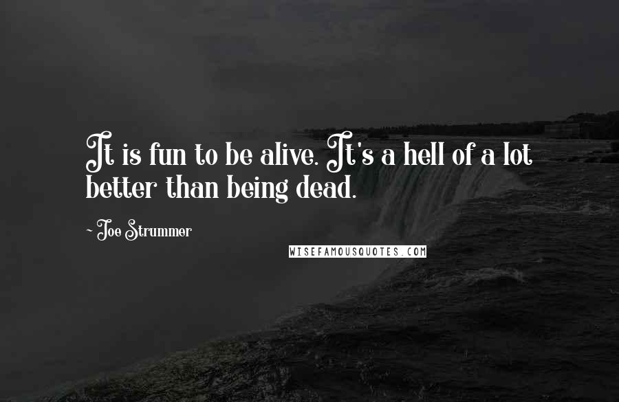Joe Strummer Quotes: It is fun to be alive. It's a hell of a lot better than being dead.