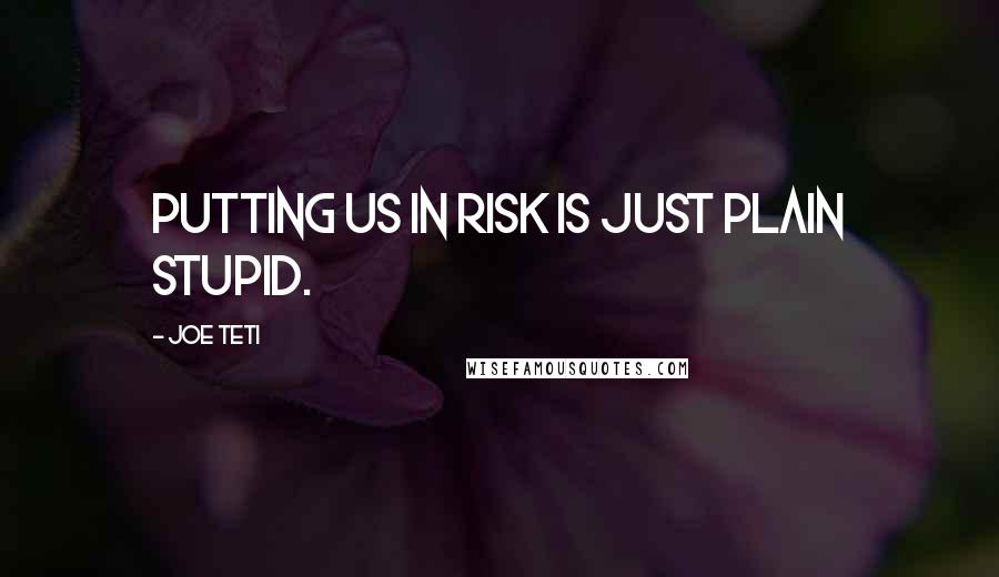 Joe Teti Quotes: Putting us in risk is just plain stupid.
