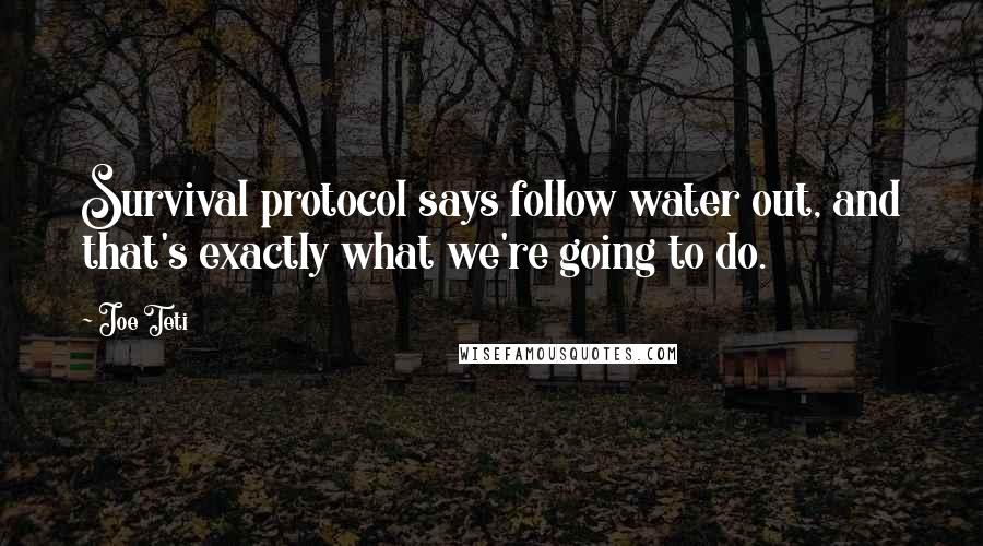 Joe Teti Quotes: Survival protocol says follow water out, and that's exactly what we're going to do.