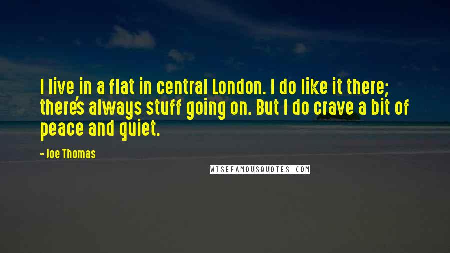 Joe Thomas Quotes: I live in a flat in central London. I do like it there; there's always stuff going on. But I do crave a bit of peace and quiet.