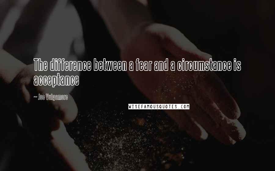 Joe Vulgamore Quotes: The difference between a fear and a circumstance is acceptance