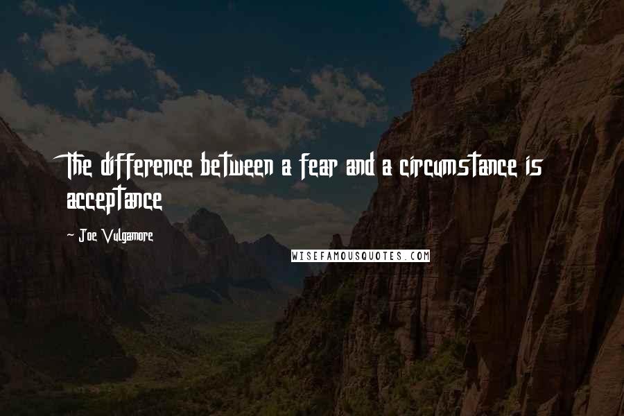 Joe Vulgamore Quotes: The difference between a fear and a circumstance is acceptance