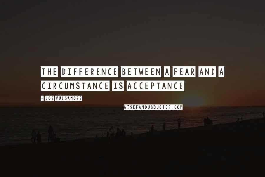 Joe Vulgamore Quotes: The difference between a fear and a circumstance is acceptance