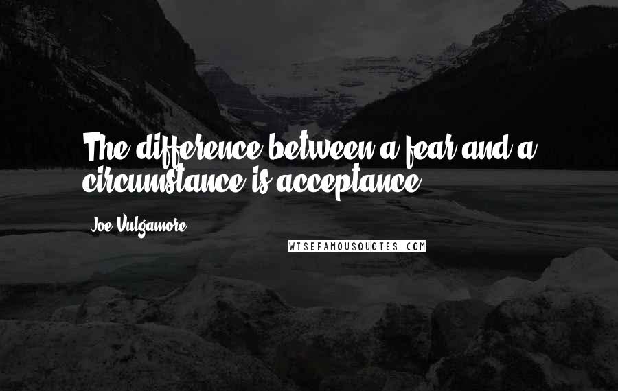 Joe Vulgamore Quotes: The difference between a fear and a circumstance is acceptance