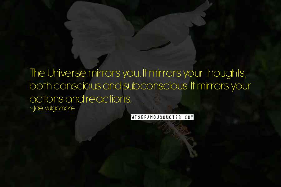 Joe Vulgamore Quotes: The Universe mirrors you. It mirrors your thoughts, both conscious and subconscious. It mirrors your actions and reactions.