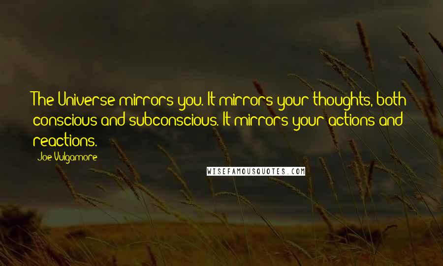 Joe Vulgamore Quotes: The Universe mirrors you. It mirrors your thoughts, both conscious and subconscious. It mirrors your actions and reactions.