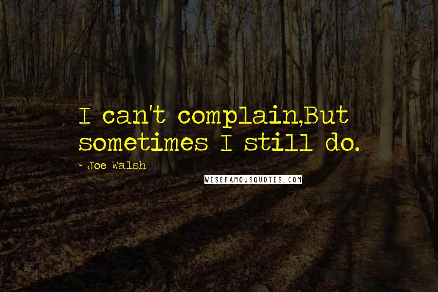 Joe Walsh Quotes: I can't complain,But sometimes I still do.