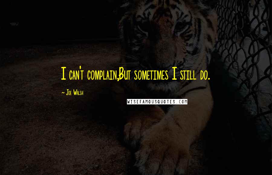 Joe Walsh Quotes: I can't complain,But sometimes I still do.