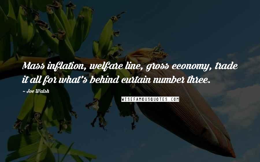 Joe Walsh Quotes: Mass inflation, welfare line, gross economy, trade it all for what's behind curtain number three.