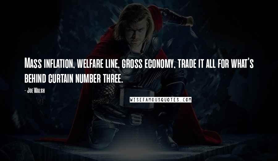 Joe Walsh Quotes: Mass inflation, welfare line, gross economy, trade it all for what's behind curtain number three.