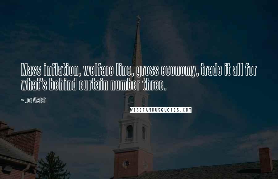 Joe Walsh Quotes: Mass inflation, welfare line, gross economy, trade it all for what's behind curtain number three.
