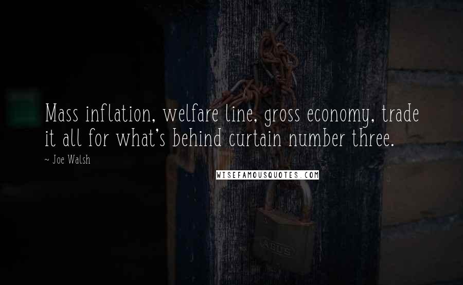 Joe Walsh Quotes: Mass inflation, welfare line, gross economy, trade it all for what's behind curtain number three.