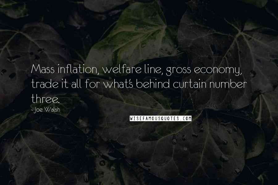 Joe Walsh Quotes: Mass inflation, welfare line, gross economy, trade it all for what's behind curtain number three.