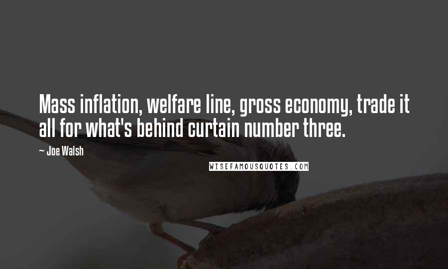 Joe Walsh Quotes: Mass inflation, welfare line, gross economy, trade it all for what's behind curtain number three.