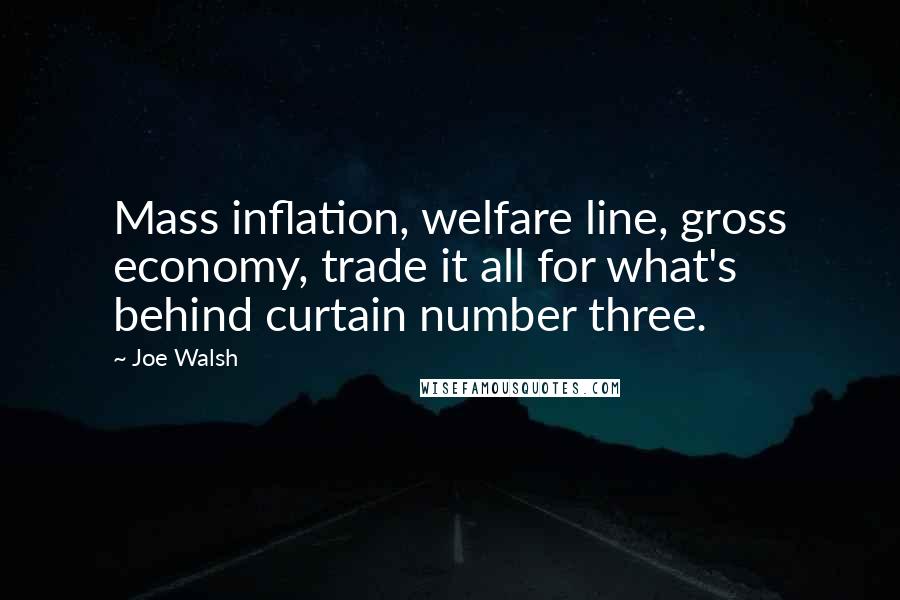 Joe Walsh Quotes: Mass inflation, welfare line, gross economy, trade it all for what's behind curtain number three.